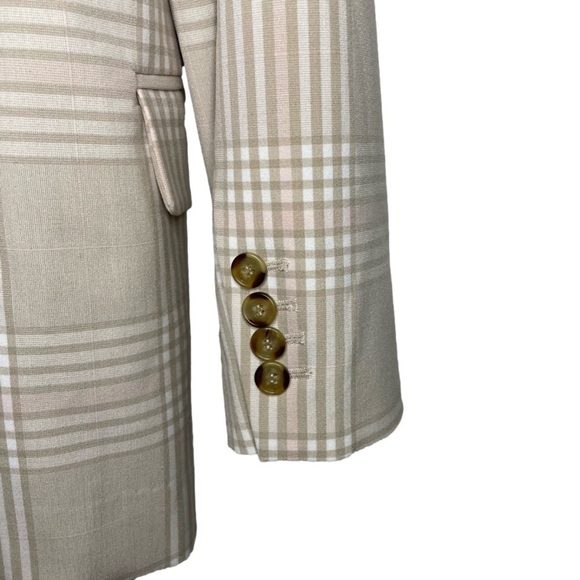 Halogen Single Button Neutral Plaid Blazer 8 NWT Tailored Notched Collar - Picture 10 of 13